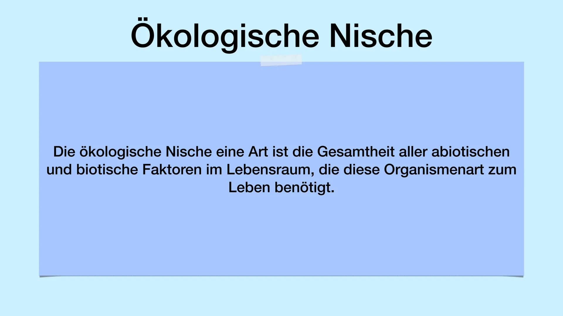 Ökologische
Nische
Hannah
Schmitt,BI1,Shf
04.11.2022 # Gliederung
* Nischendefinition
* Nischenüberlappung/ Nischendifferenzierung
* Nische