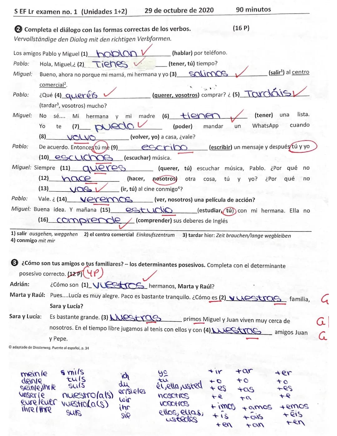 S EF Lr examen no. 1 (Unidades 1+2) 29 de octubre de 2020 90 minutos
1a Comprensión auditiva: Du kannst einem Hörtext sowohl Globale Aussag