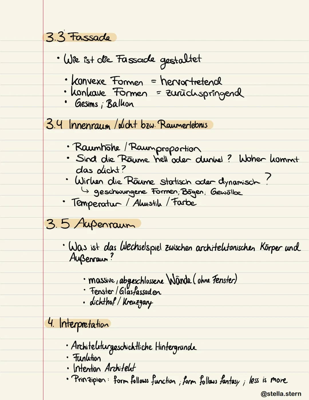 # Architekturanalyse
1. Bestandsaufnahme
- Architekt
- Zeitliche Linordnung
- Standort
- Funktion (Wohnbau, Museum, Stadion,....)
2. Erster