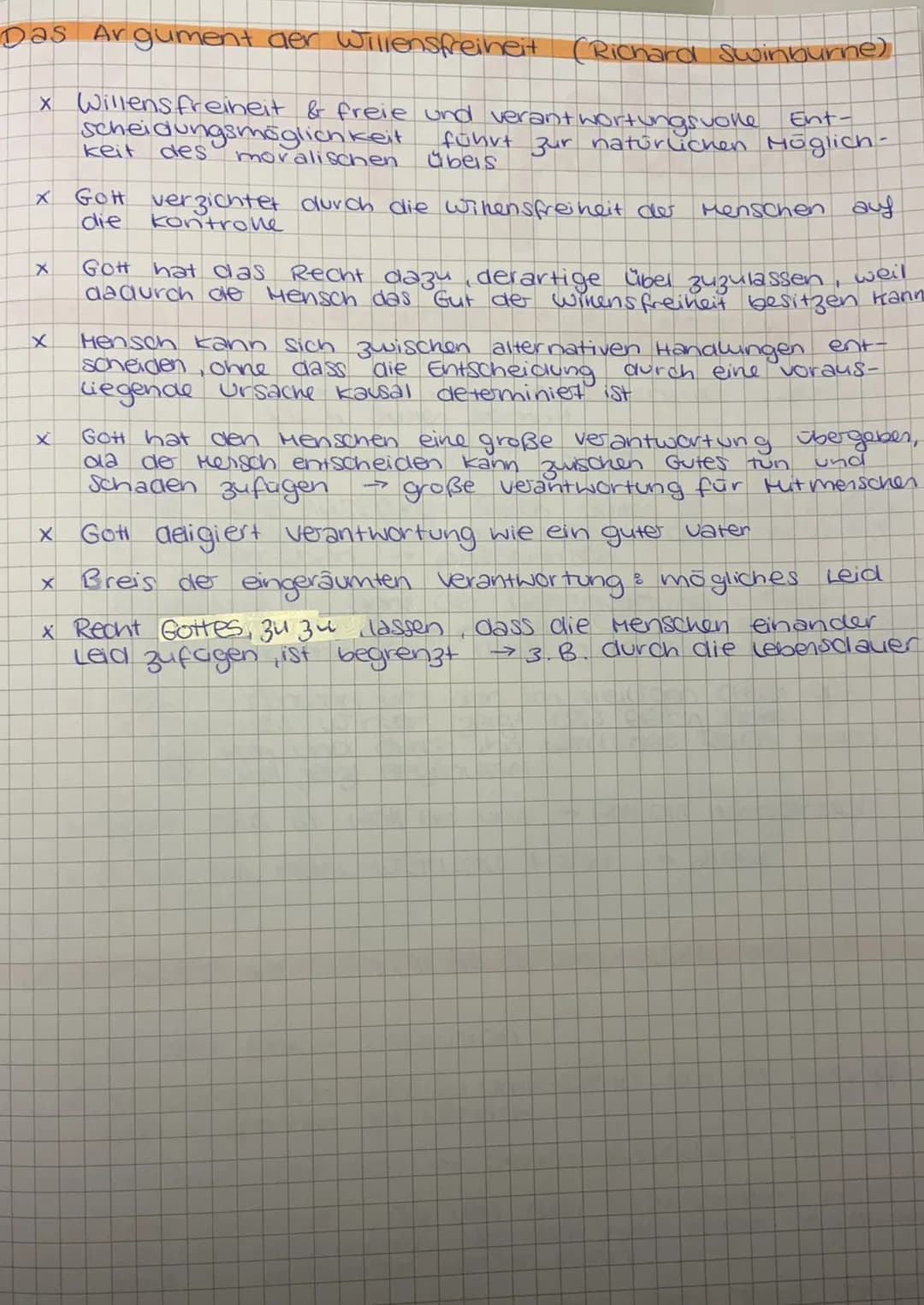 # Das Argument der Willensfreiheit (Richard Swinburne)
* Willensfreiheit & freie und verantwortungsvolle Entscheidungsmöglichkeit führt zur