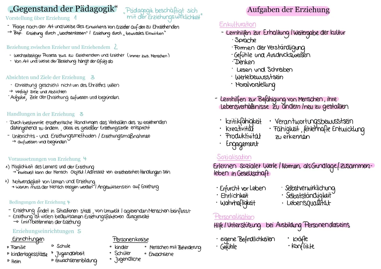 # Begriffsdefinition Erziehung nach Brezinka
wechselseitig / interaktiv
- Soziale Handlungen, durch die Menschen versuchen
- psychische Di