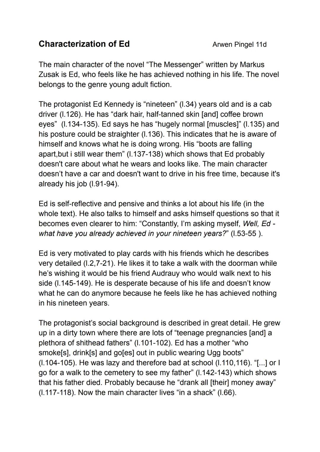 Characterisation English