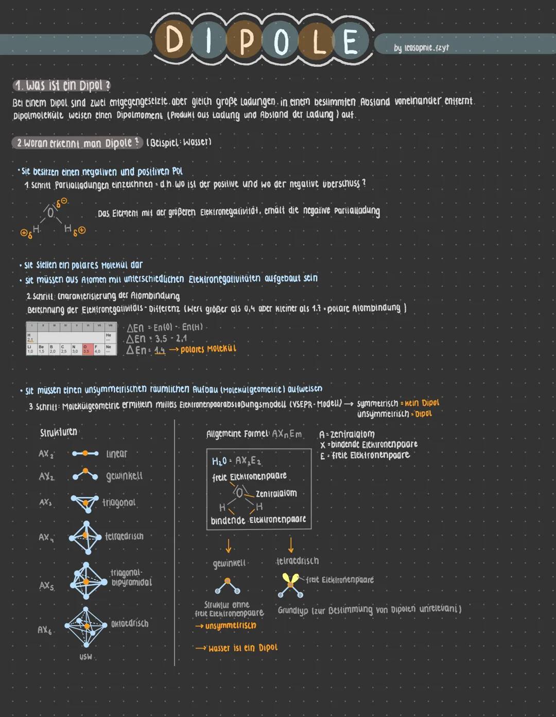 DIPOLE
1. Was ist ein Dipol ?
Bei einem Dipol sind zwei entgegengesetzte. aber gleich große Ladungen in einem bestimmten Abstand voneinander