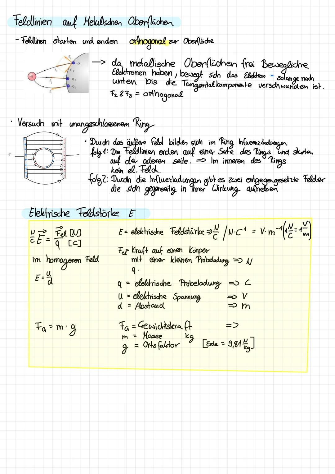 Zusammenfassung
Physik-klausuri
Ladungen 1. Elektrisches Feld-Elektrische Ladungen
●
Es gibt zwei verschiedene Arten von Ladungen: positive