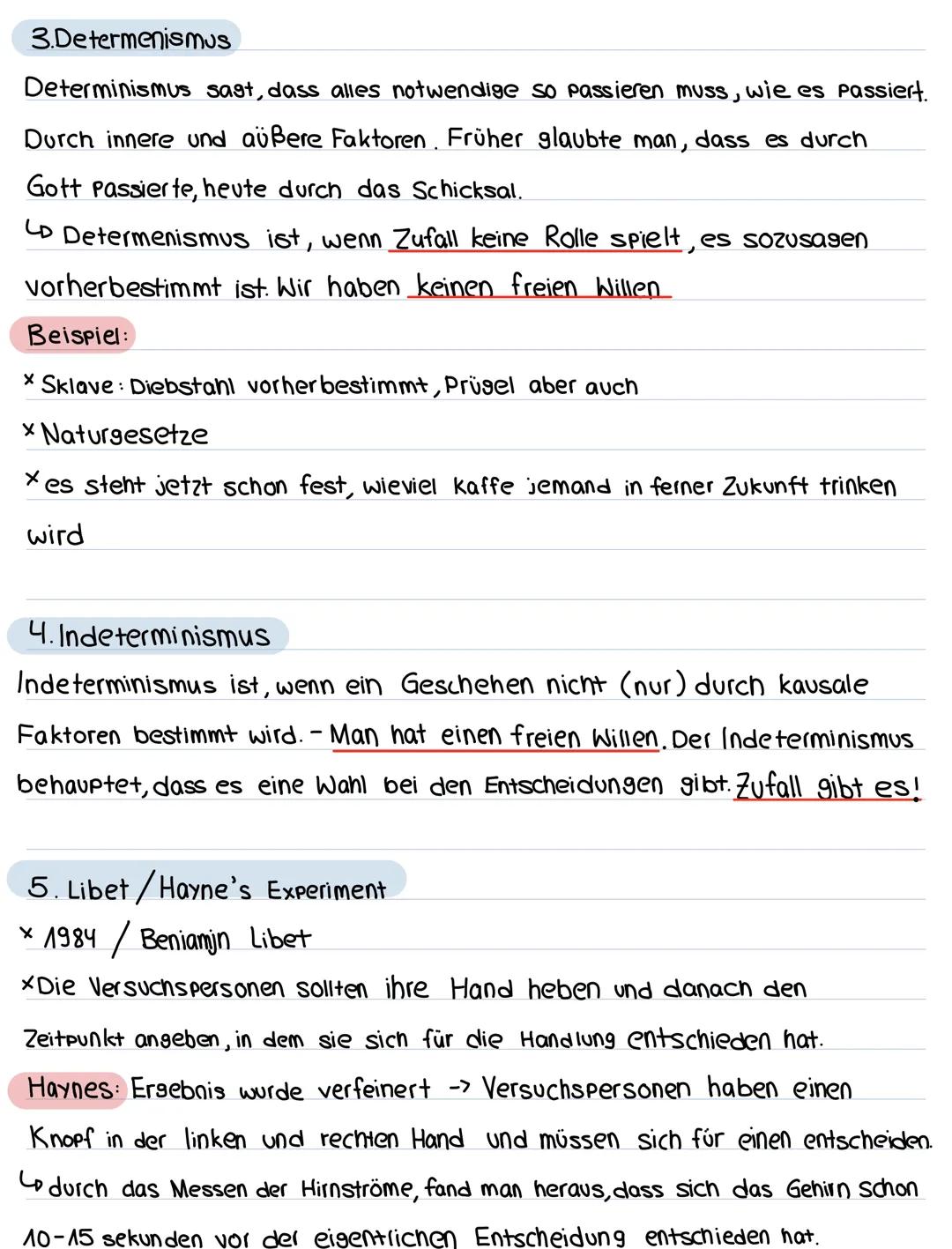 Ethikarbeit 18.03.22
* Willensfreiheit/Handlungsfreiheit (erklären + erkennen)
* Determenismus / Indeterminismus (früher Gott, heute Natur)