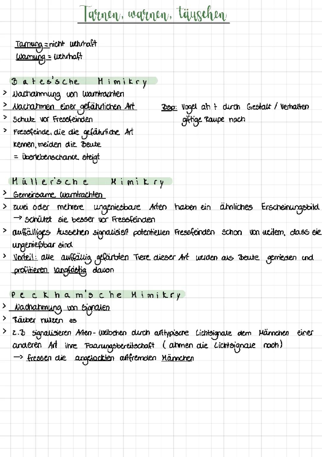 Mimikry, Koevolution, Homolie/Analogie, Evolutionsbelege