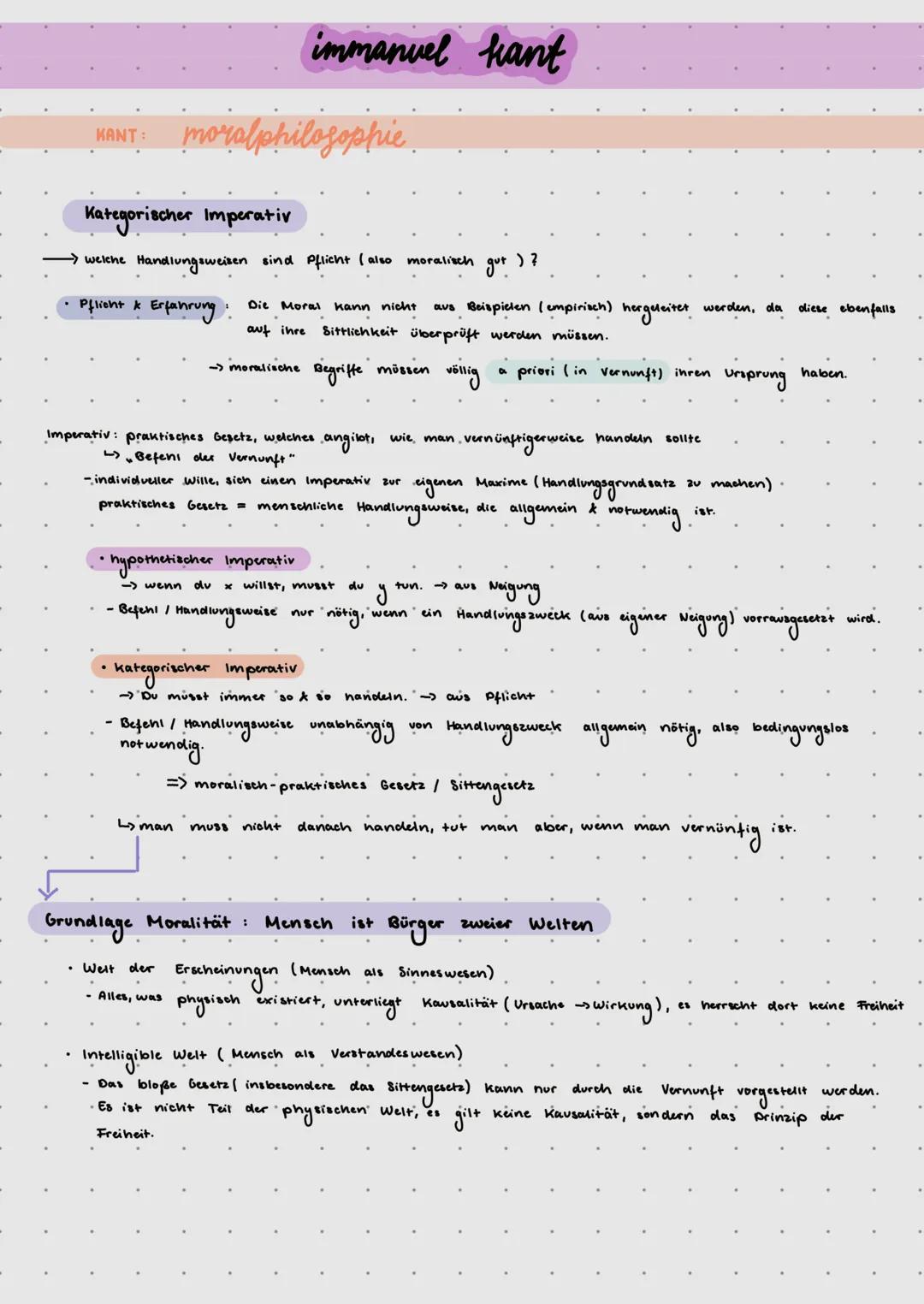 KANT:
Der
moralphilosophie
Wille
gute
-Vorraussetzung für jedes gute, moralische Handeln
Einzige,
4
was
→ die
ist
an sich, ohne
Einschränkun