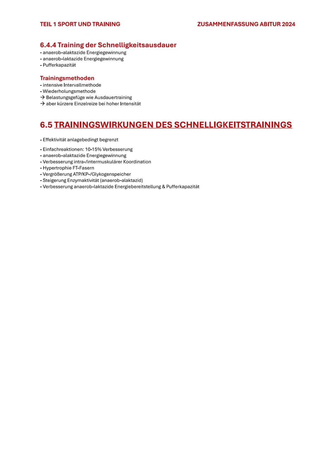 TEIL 1 SPORT UND TRAINING
ZUSAMMENFASSUNG ABITUR 2024
# 6. SCHNELLIGKEIT
## 6.1 BEDEUTUNG DER SCHNELLIGKEIT
Schnelligkeit ist die Fähigke