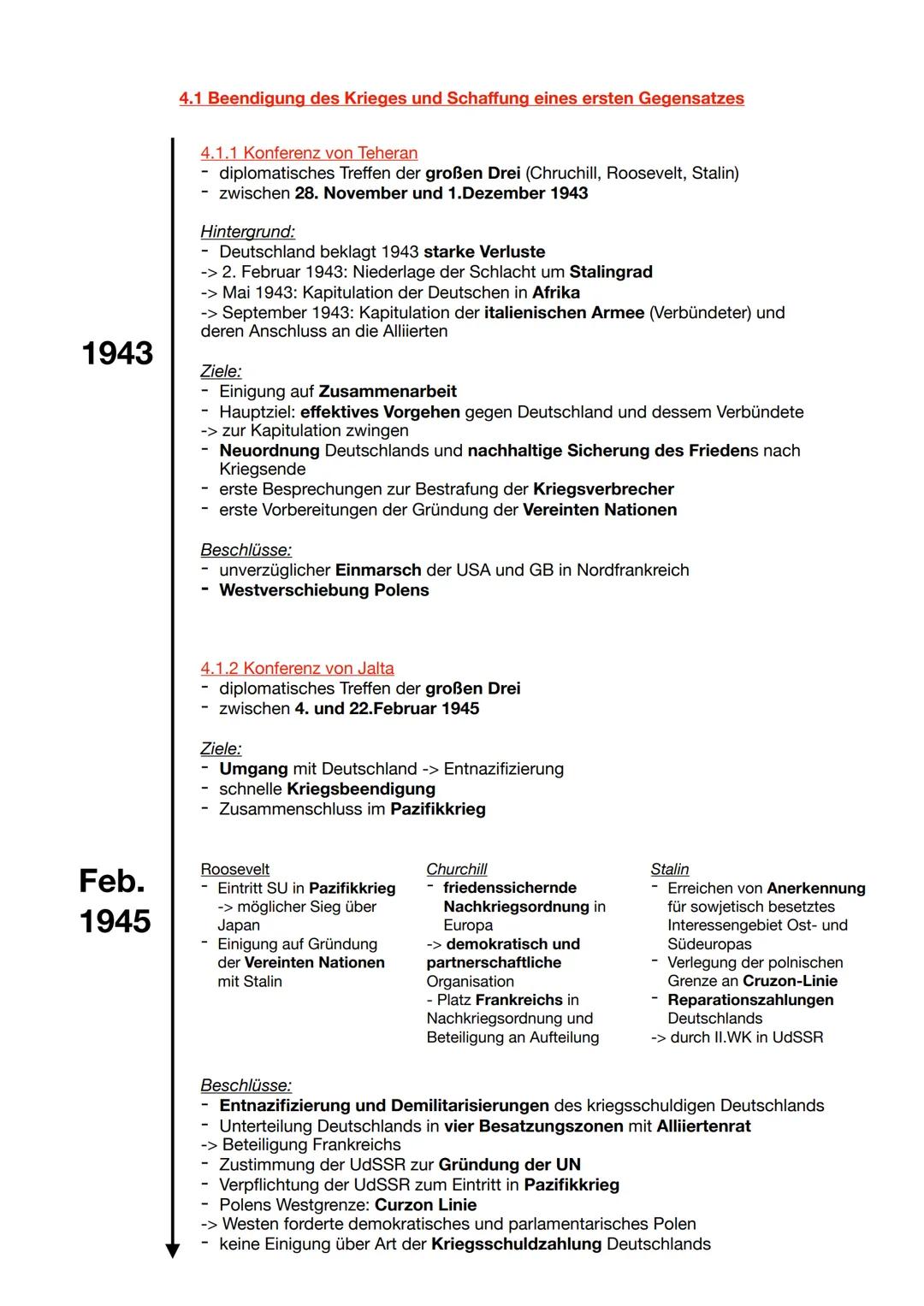 4.1 Beendigung des Krieges und Schaffung eines ersten Gegensatzes
4.1.1 Konferenz von Teheran
- diplomatisches Treffen der großen Drei (Chr