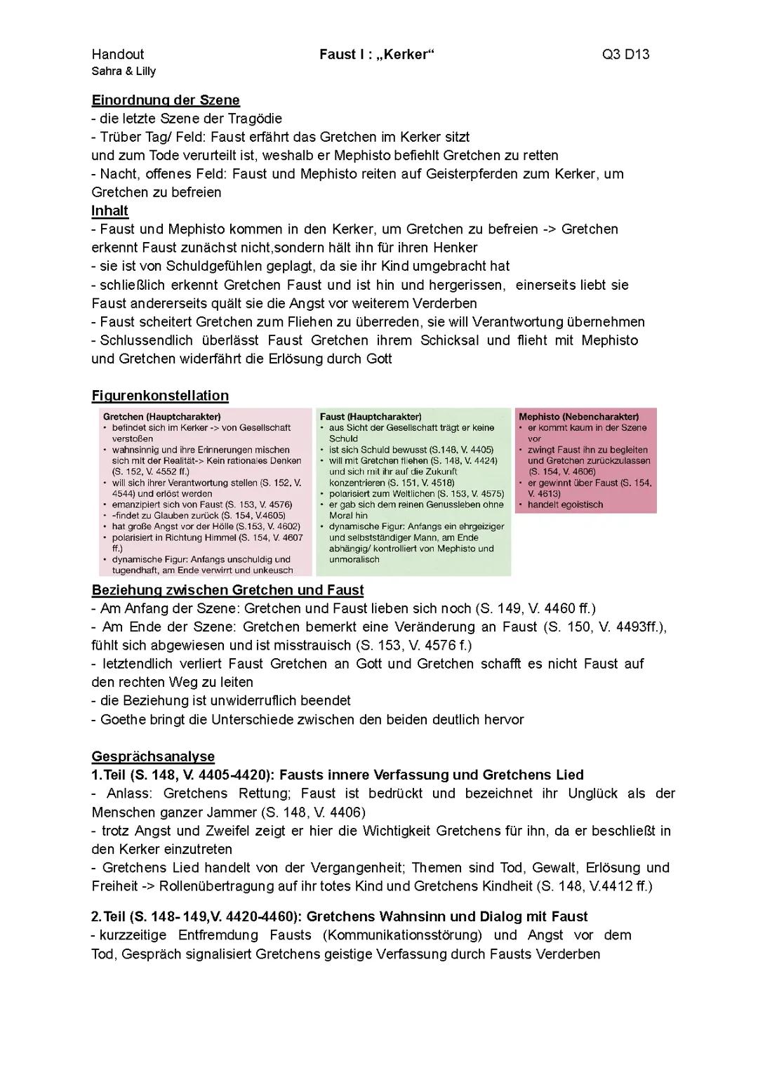 Handout Kerker Szene (Faust I)
