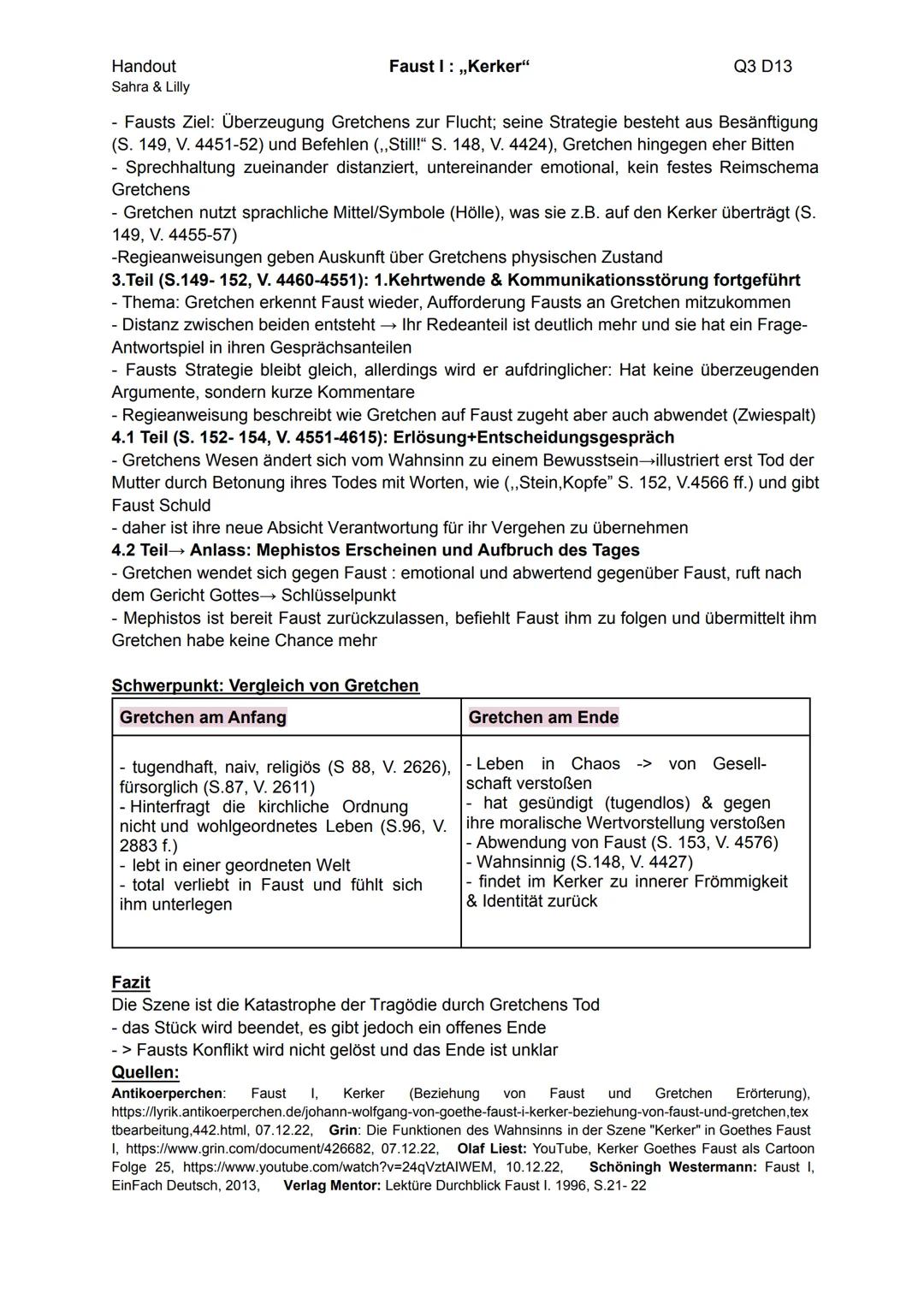 Handout
Sahra & Lilly
Einordnung der Szene
- die letzte Szene der Tragödie
- Trüber Tag/ Feld: Faust erfährt das Gretchen im Kerker sitzt
un