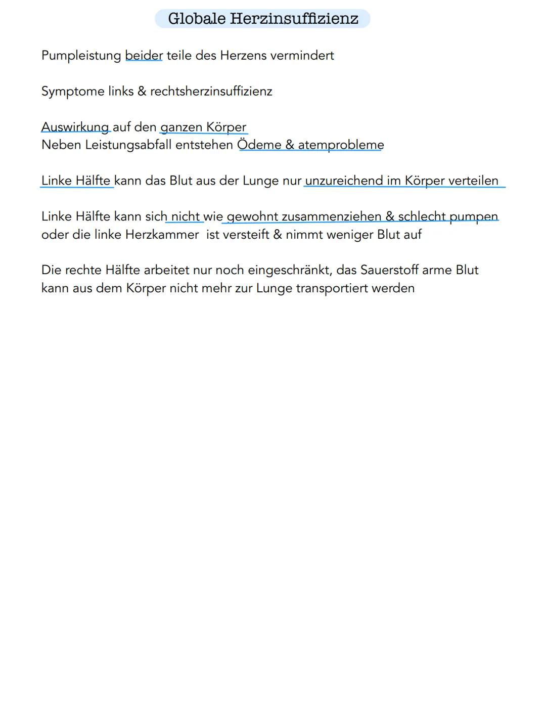Herzinsuffizienz
Körper hilft sich selber durch vasokonstriktion (stellt Gefäße eng/ Blutdruck steigt an)
Harnproduktion wird unterdrückt
He