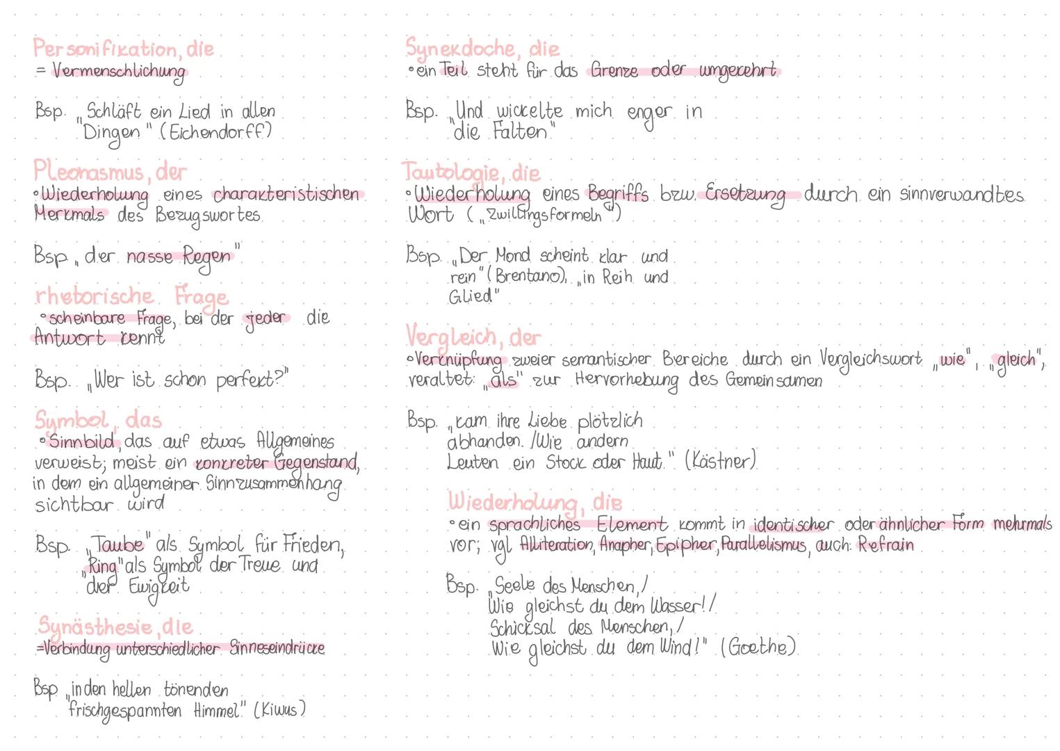 # RHETORISCHE FIGUREN
Akkumulation, die.
• Reihung von Begriffen zu einem genannten oder
nicht genannten Oberbegriff
Bsp. Lieben, hassen,