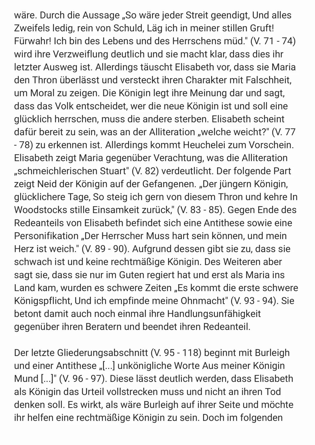 # Interpretation „Maria Stuart" Szene 4/9 (Ausschnitt)
Das Trauerspiel „Maria Stuart" von Friedrich Schiller stammt aus
dem Jahre 1800. Eli