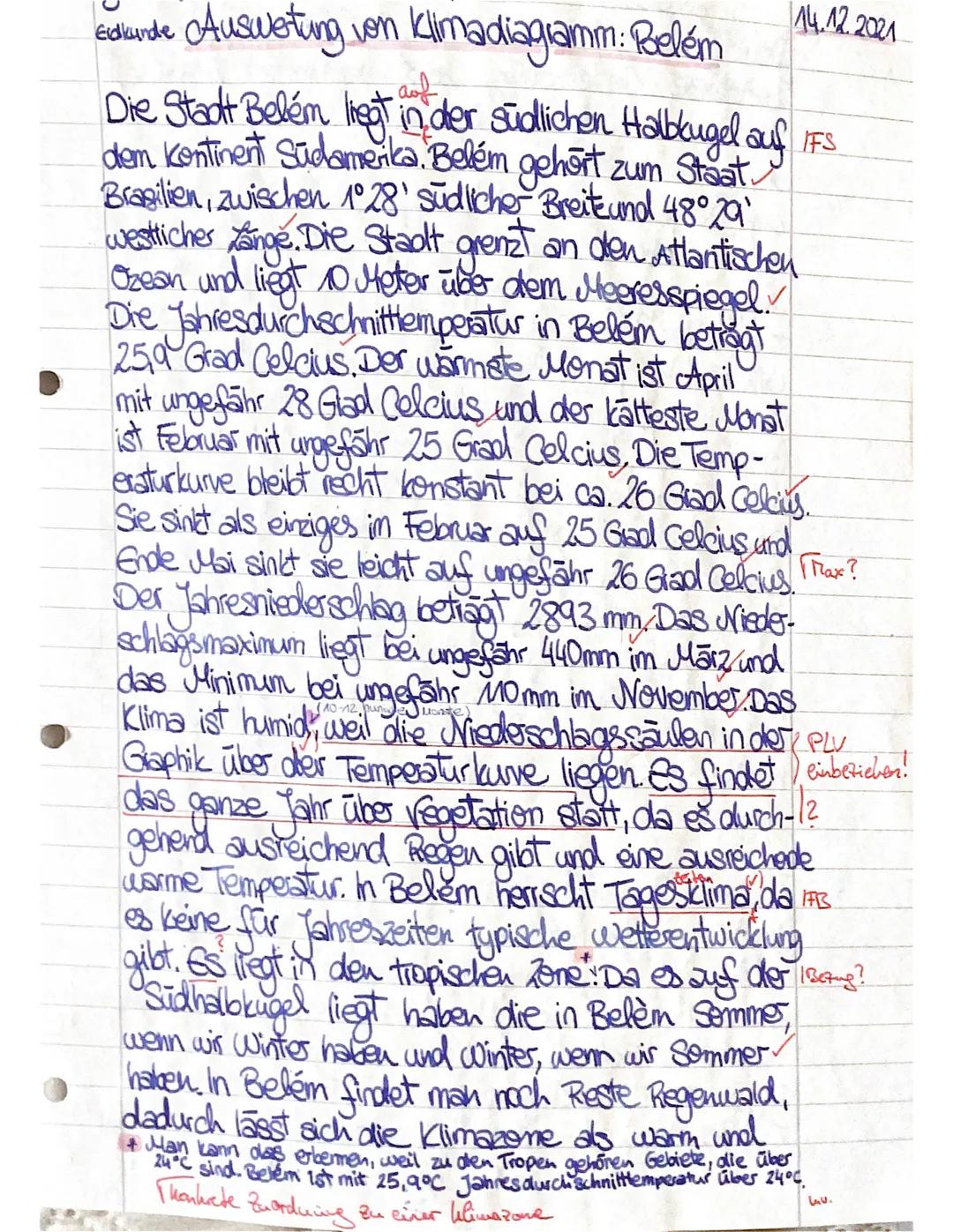 Edlunde Auswertung von Klimadiagramm: Belém
• auf
Die Stadt Belém liegt in der Südlichen Halbkugel auf IFS
dem Kontinent Sudamerika. Belém g