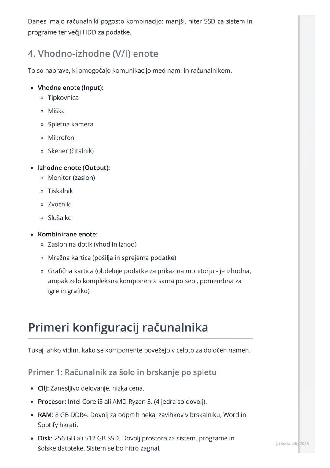 # Strojna oprema računalnika
## Uvod v strojno opremo
Strojna oprema (angl. hardware) so vsi fizični deli računalnika, ki se jih lahko
dot