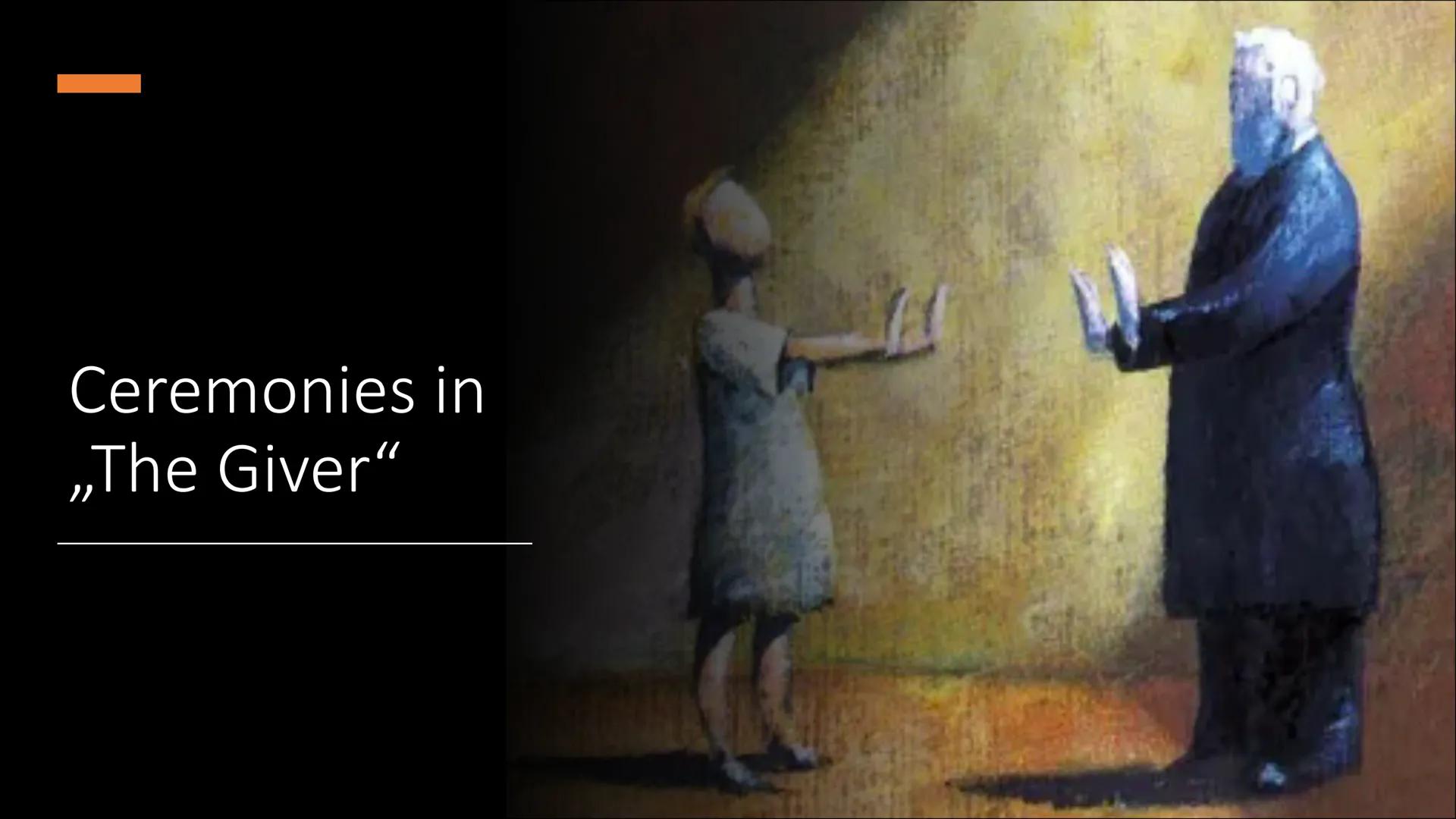 Ceremonies in
„The Giver" Table of Contents
.
.
Short summary
Ceremony of 1 (Naming Ceremony)
Ceremony of 3
Ceremony of 4
Ceremony of 7
Cere