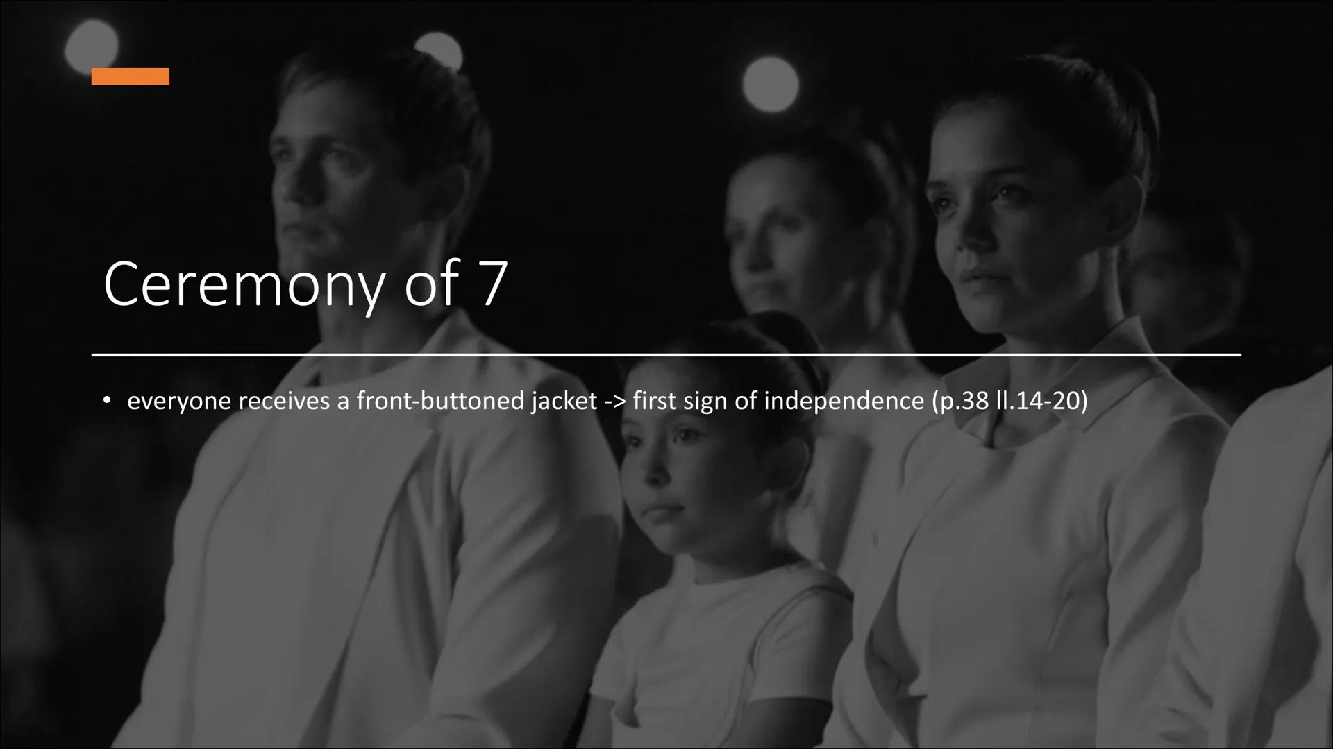 Ceremonies in
„The Giver" Table of Contents
.
.
Short summary
Ceremony of 1 (Naming Ceremony)
Ceremony of 3
Ceremony of 4
Ceremony of 7
Cere