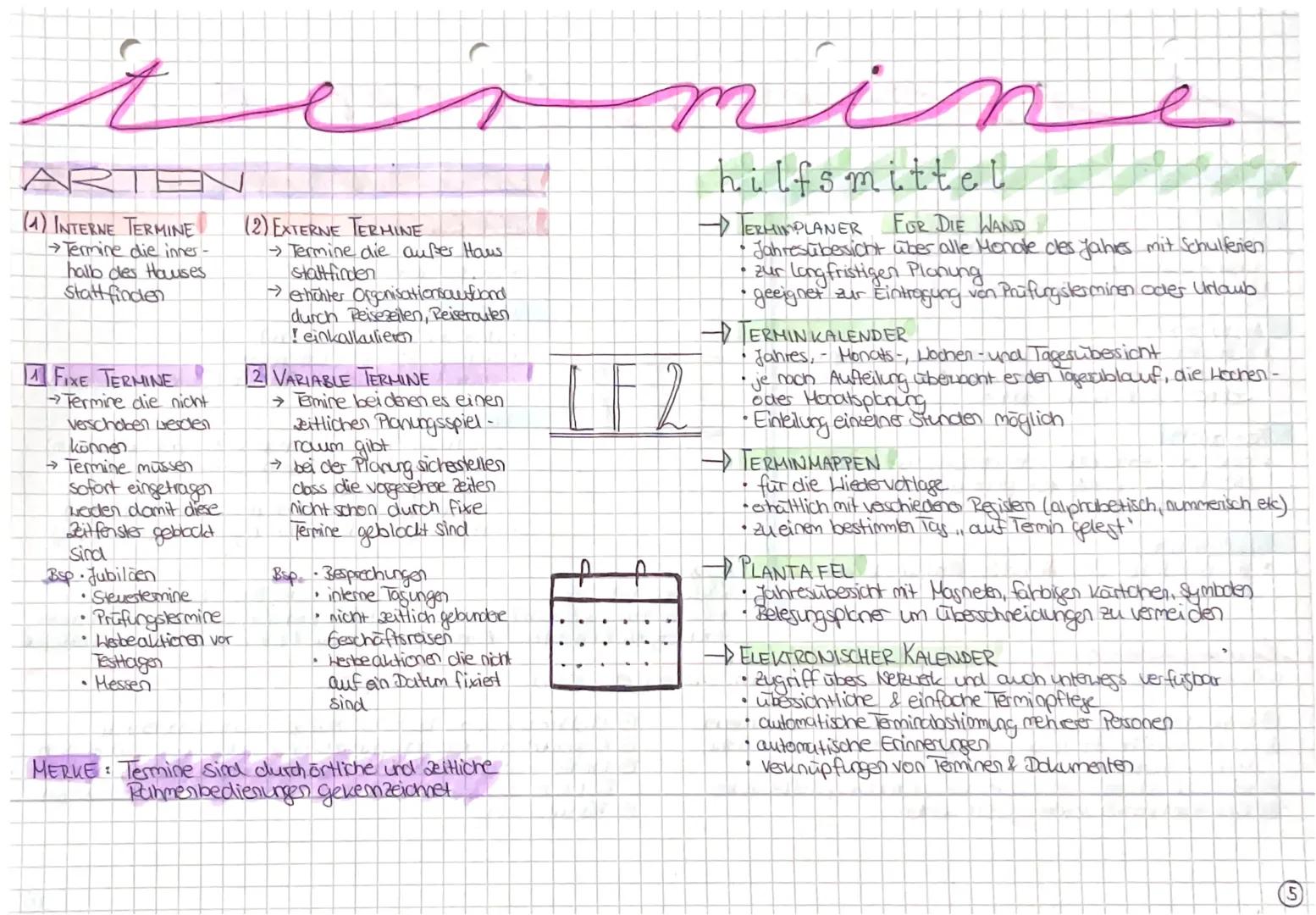 شفاف
ARTEN
(1) INTERNE TERMINE
→Termine die inner -
halb des Hauses.
Stattfinden
FIXE TERMINE
→Termine die nicht
verschoben werden.
können
→