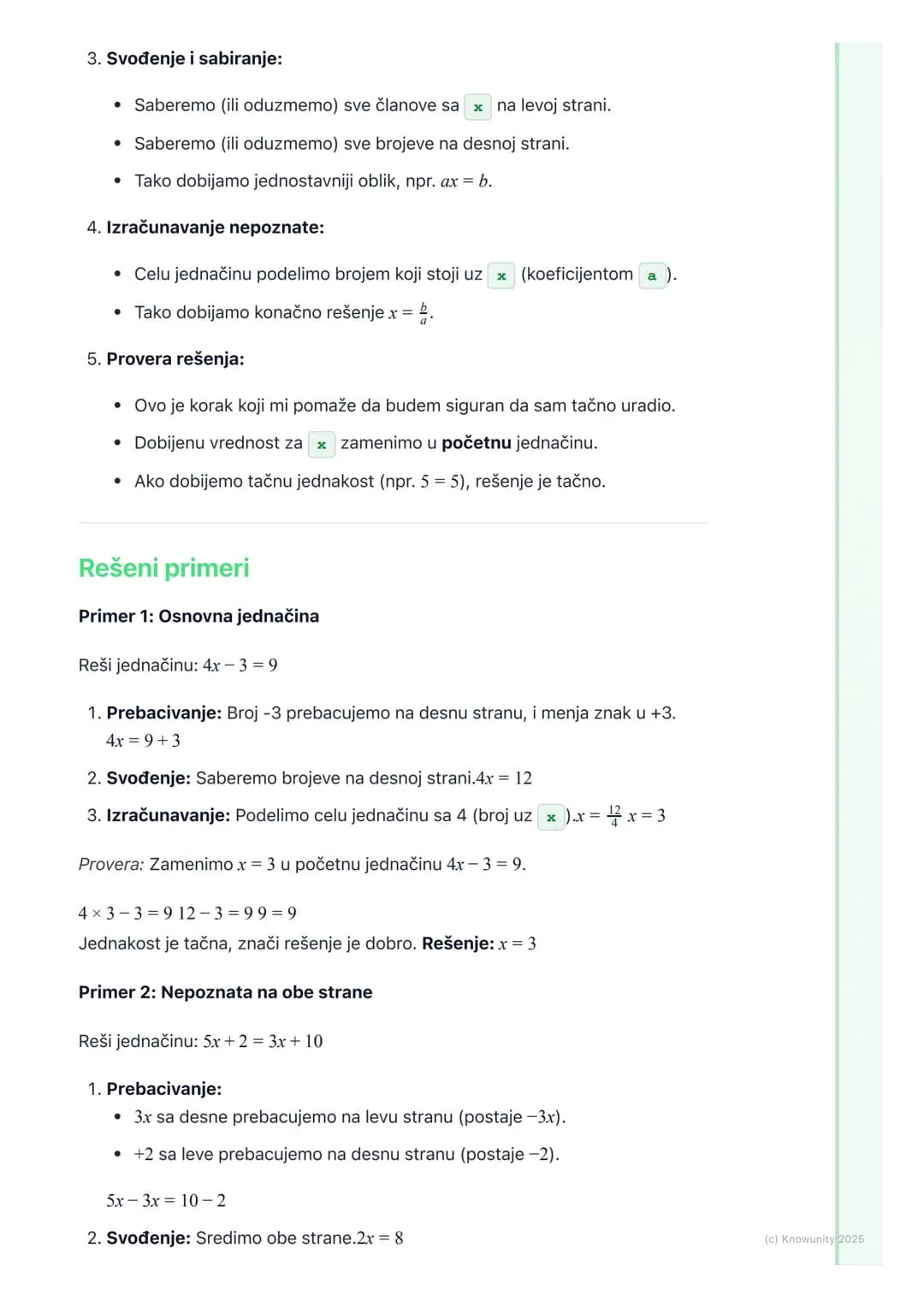 # Pojam i rešavanje linearne
jednačine
Šta je linearna jednačina?
Linearna jednačina je kao vaga koja je u ravnoteži. Na obe strane vage i