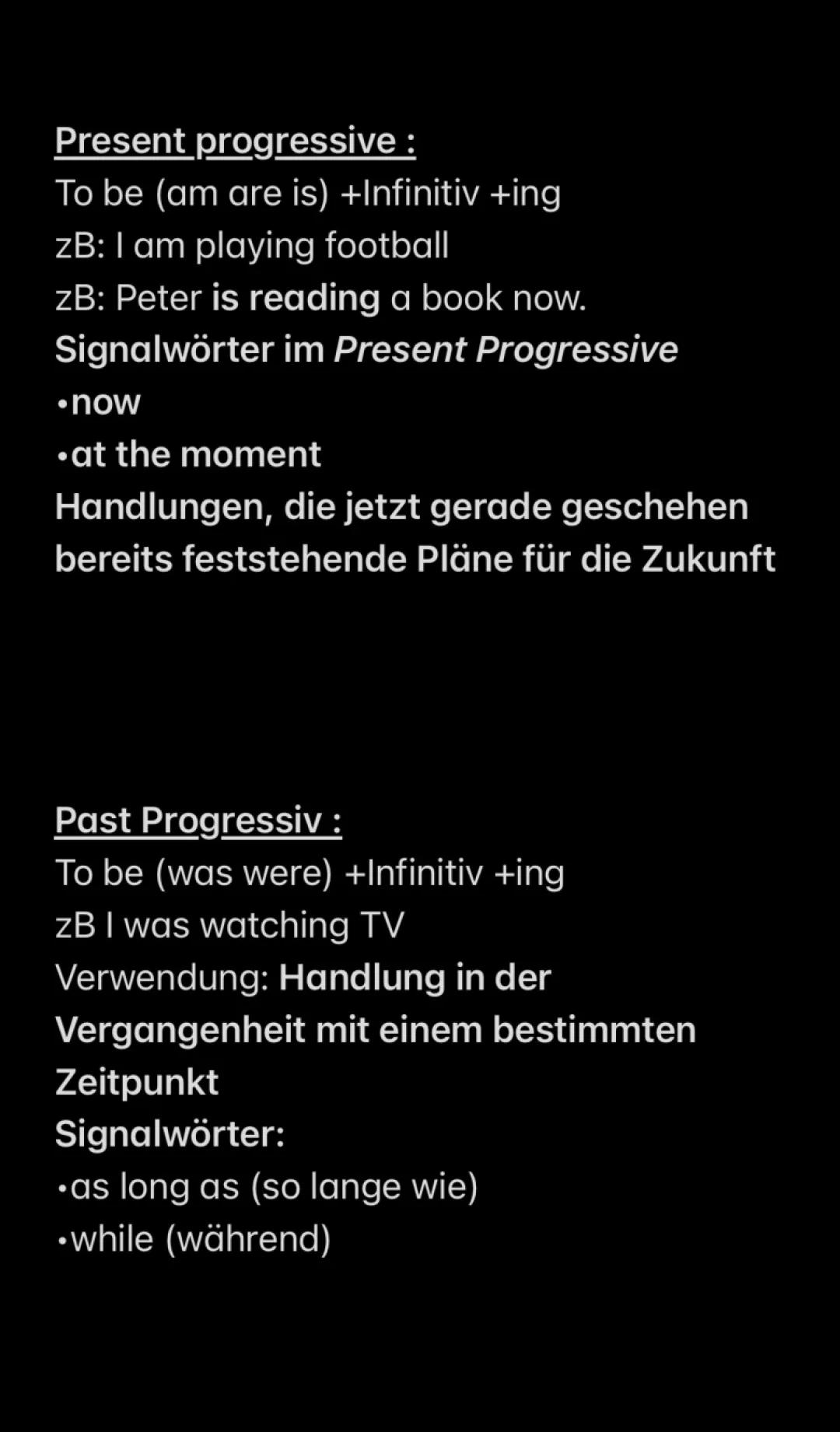Zeitformen Englisch (Present perfect,Past Progressiv,Present progressive,simple past, simple present)