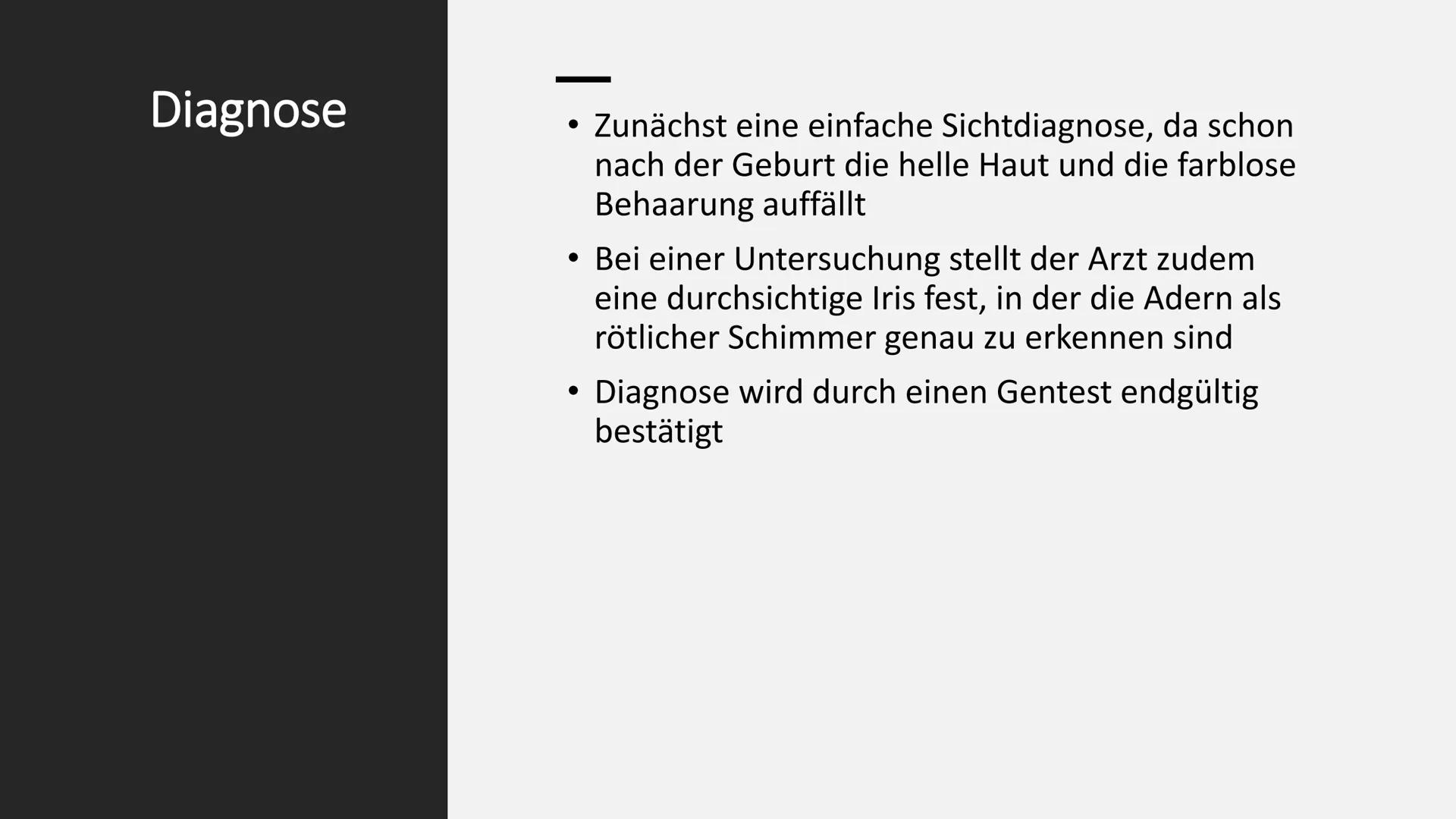 ALBINISMUS # Inhaltsverzeichnis
* Was ist Albinismus ?
* Symptome und Beschwerden
* Genetische Ursachen und Erbgang
* Unterschiedli