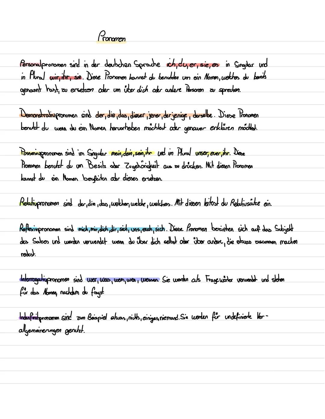 Pronomen
Personalpronomen sind in der deutschen Sprache ich, du, er, sie, es in Singular und
in Plural wir, ihr, sie. Diese Pronomen kannst