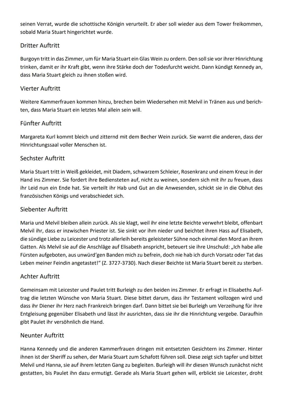 # Maria Stuart – Friedrich von Schiller
Inhalt
1. Aufzug
Der erste Aufzug des Trauerspiels Maria Stuart spielt im Schloss zu Fotheringhay
