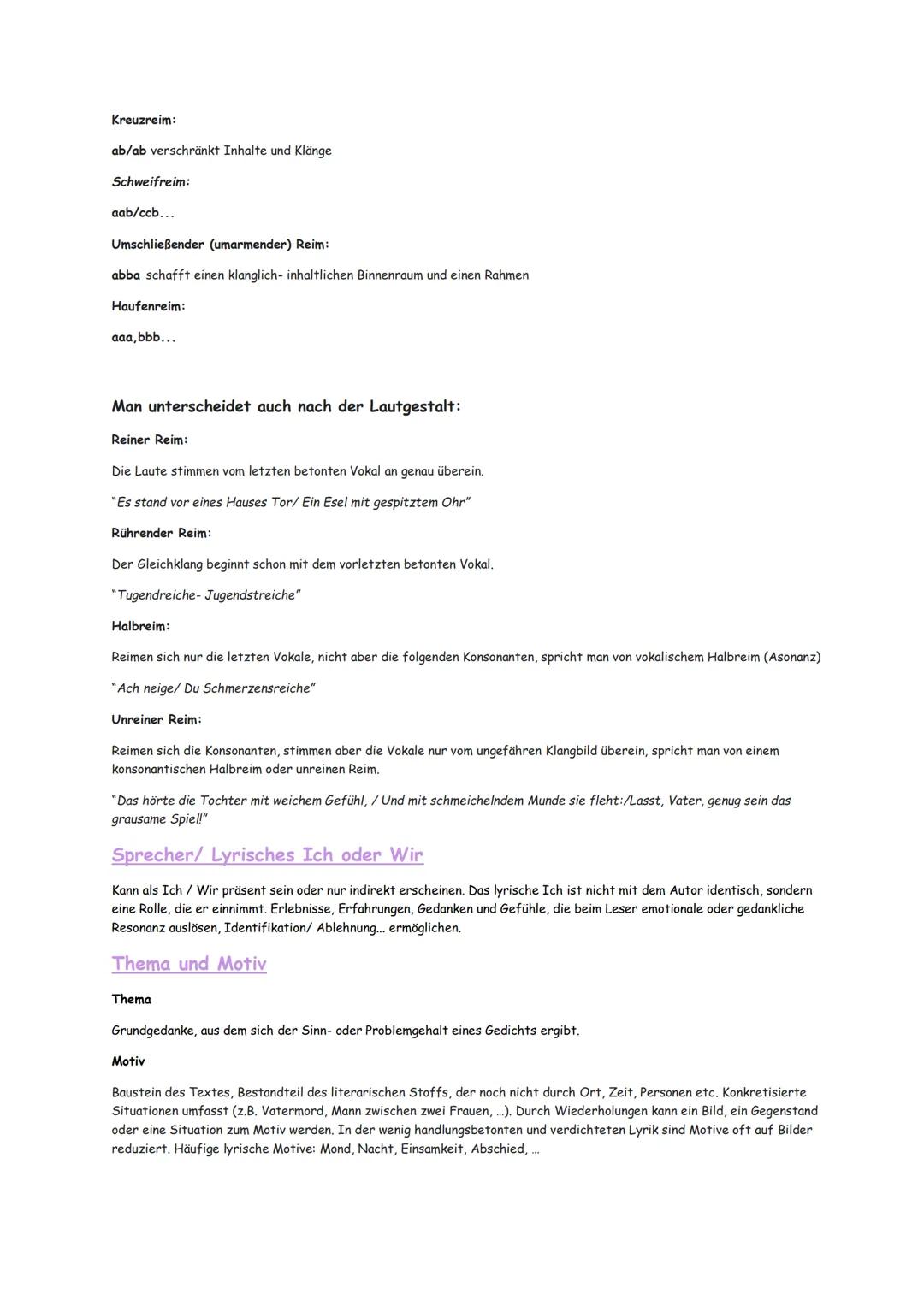 LYRIK
Lyrische Genres:
| Unterscheidung nach Inhalt: | Unterscheidung nach historisch-formalen Mustern: | Unterscheidung nach Sprachhaltun