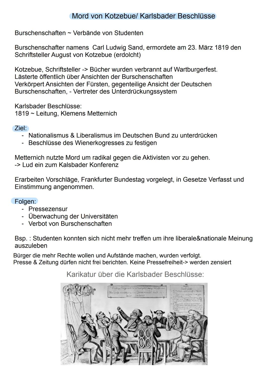 Wiener Kongress
-1815. Politisch und Territotalische Neuordnung Europas nach Niederlage von Napoleon
Ausgangslage:
Nach französischer Revolu