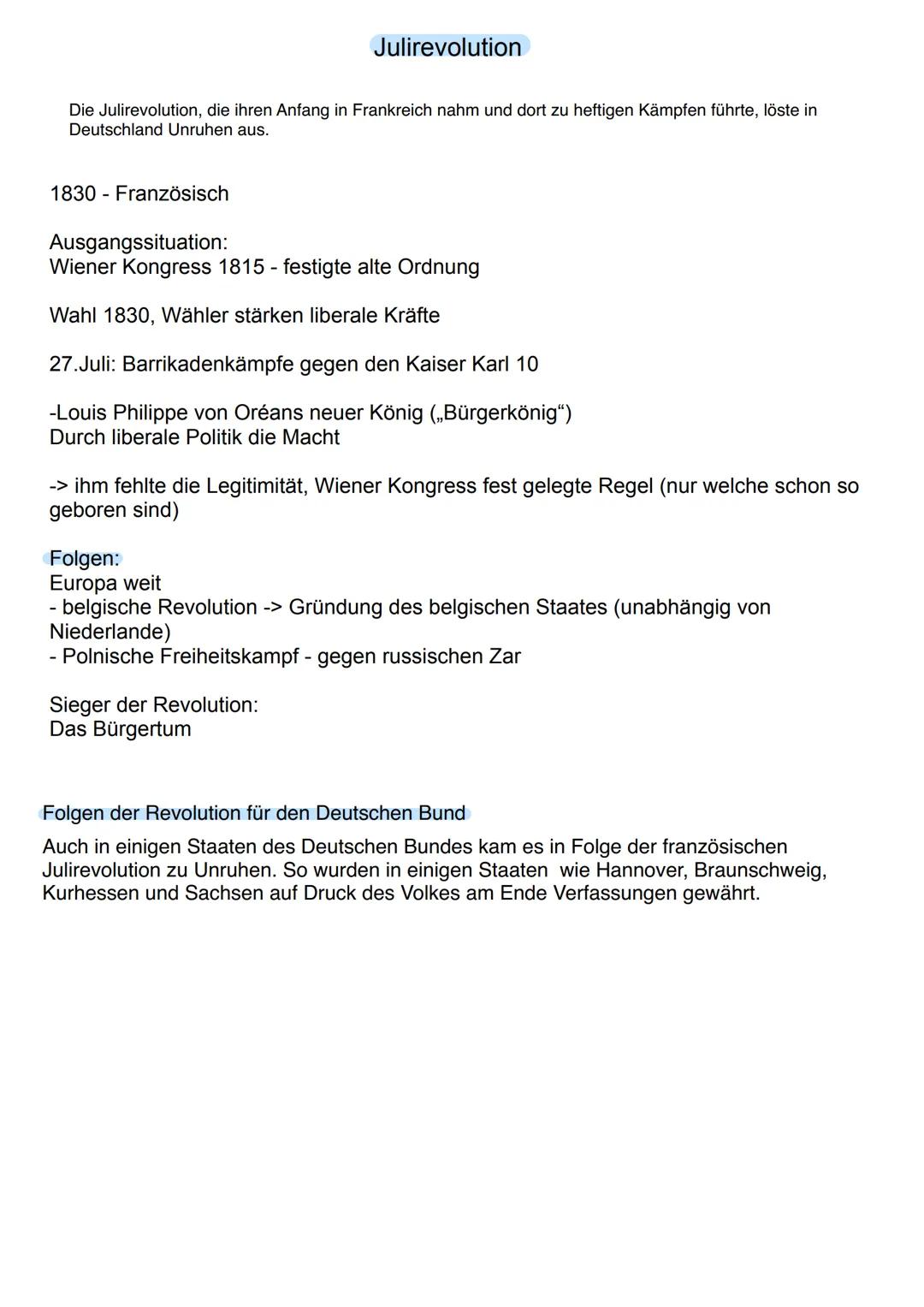 Wiener Kongress
-1815. Politisch und Territotalische Neuordnung Europas nach Niederlage von Napoleon
Ausgangslage:
Nach französischer Revolu