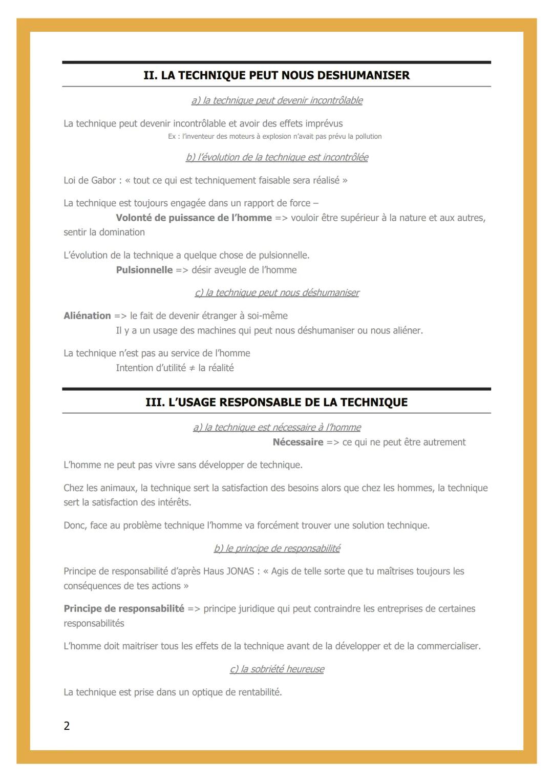 2 - LA TECHNIQUE
INTRODUCTION
Technique => Ensemble des moyens - connaissances et savoir-faire - permettant d'obtenir
efficacement un résu