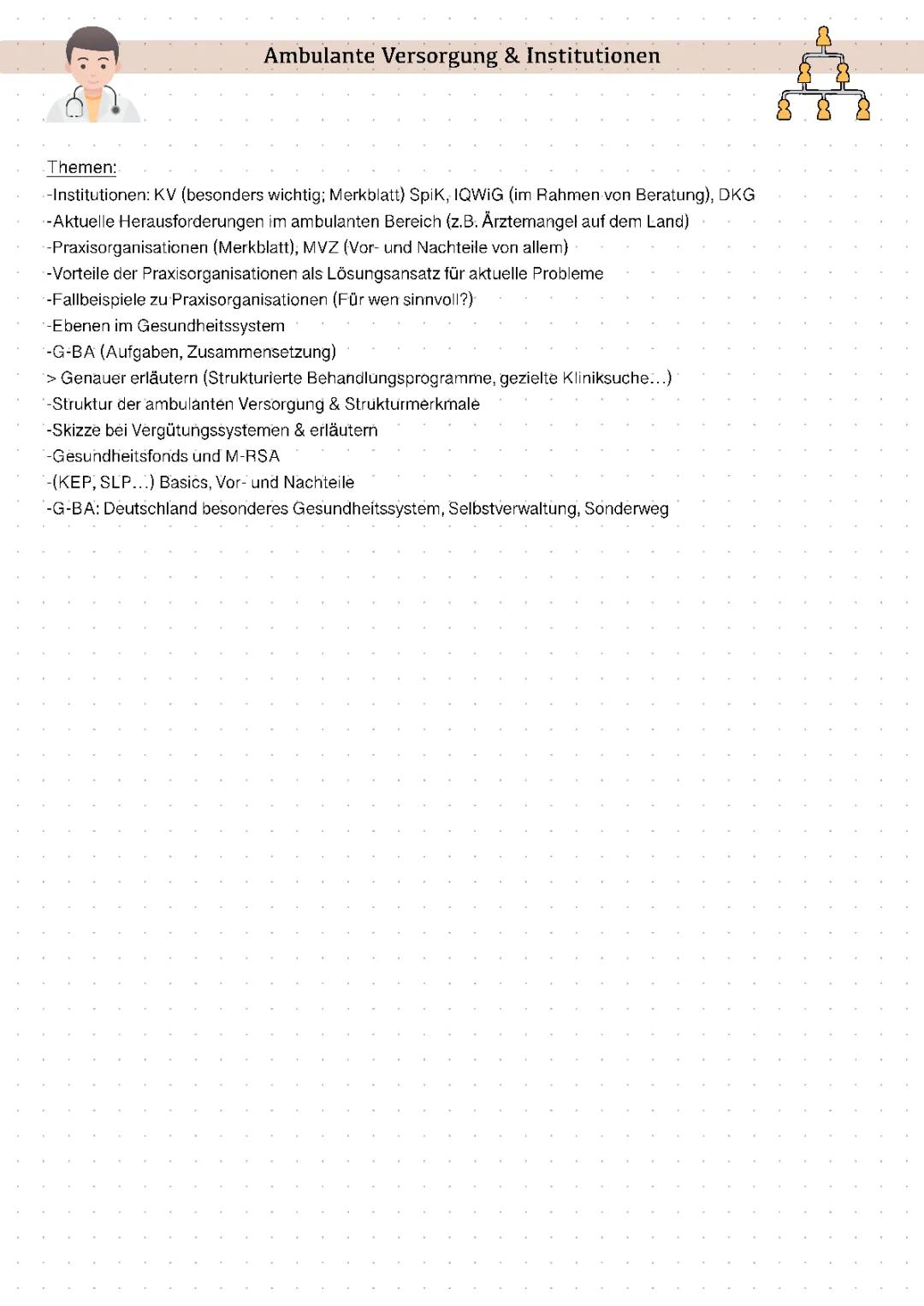 Gesundheitsökonomie: Ambulante Versorgung, Institutionen