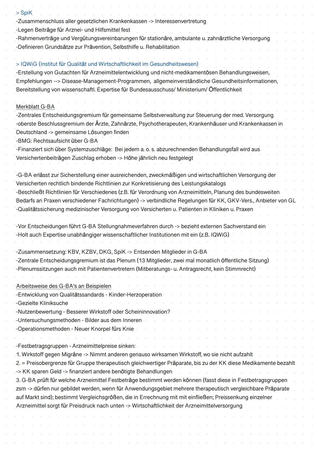 Ambulante Versorgung & Institutionen
Themen:
-Institutionen: KV (besonders wichtig; Merkblatt) SpiK, IQWiG (im Rahmen von Beratung), DKG
-Ak