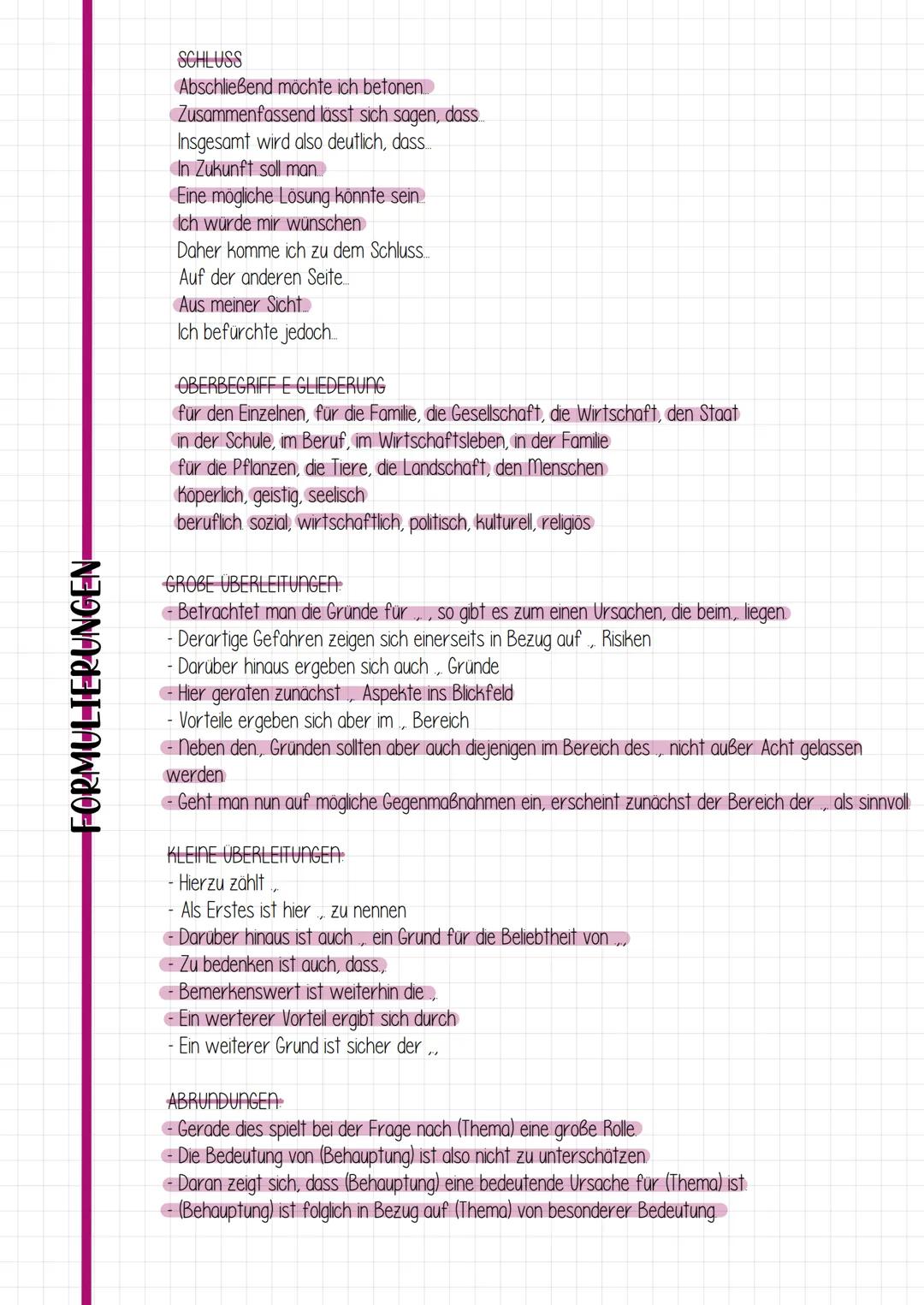 Themafrage
Stoffsammlung
a eigene Ideen aufschreiben
b. Material auswerten
C Oberpunkte auswählen
VORGEHENSWEISE ERÖRTERUNG
Gliederung
Einle