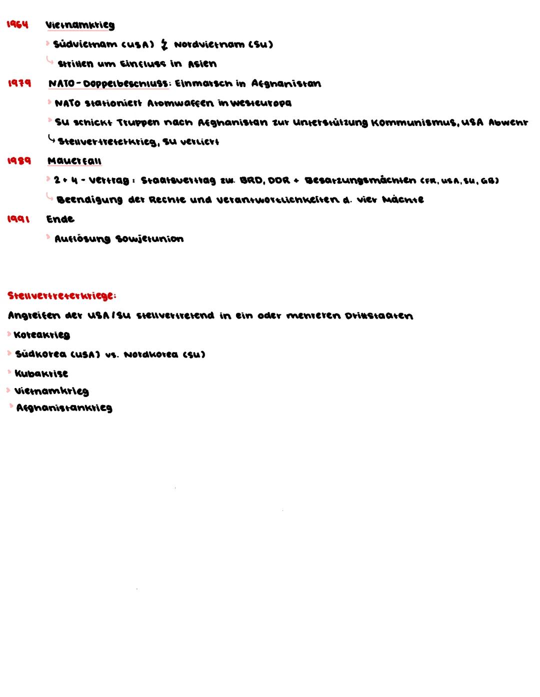 Konflikt zwischen USA und Sowjetunion
keine kriegerischen Mittel, sondern immer stärkere Aufrüstung + Drohungen
ursachen
> unterschiedliche