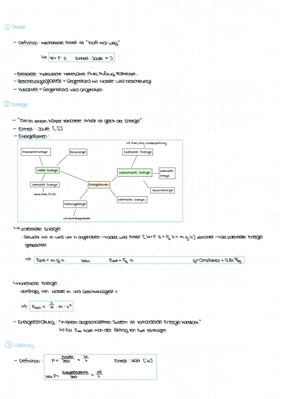 # ① Arbeit
- Definition: mechanische Arbeit ist "kraft mal weg"
$\Rightarrow$ W=F·s Einheit: Joule = J
- Beispiele: hydraulische Hebebühn