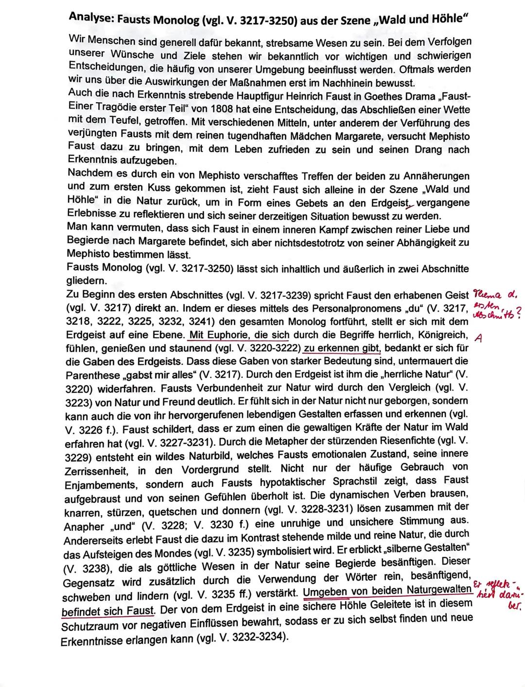 Analyse: Fausts Monolog (vgl. V. 3217-3250) aus der Szene ,,Wald und Höhle"
Wir Menschen sind generell dafür bekannt, strebsame Wesen zu sei
