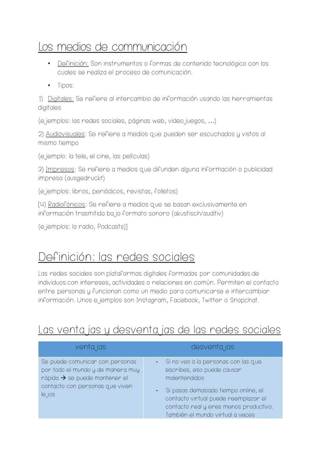 Los medios de communicación
Definición: Son instrumentos o formas de contenido tecnológico con los
cuales se realiza el proceso de comunicac