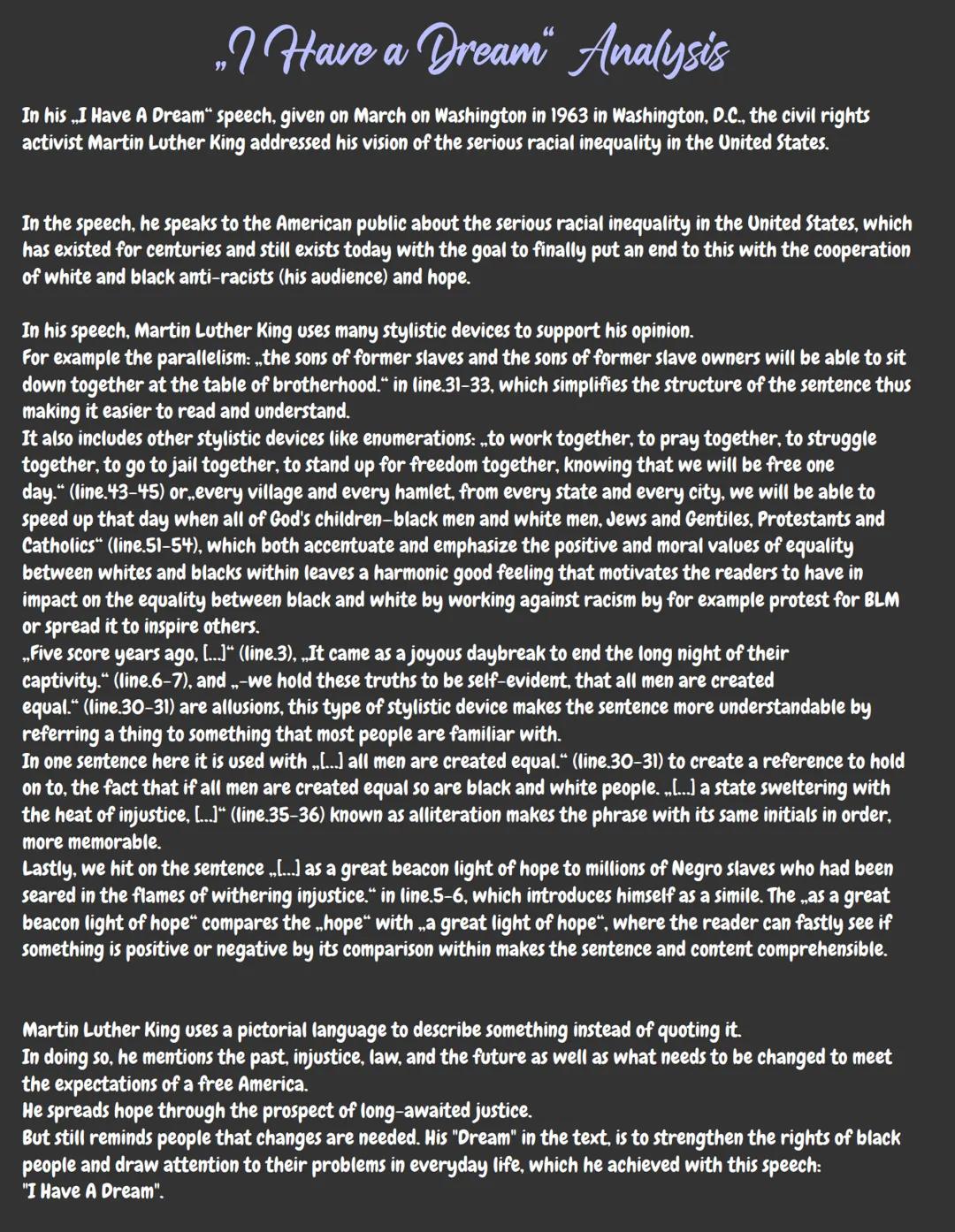,,I Have a Dream"
(Speech by Rev. Martin Luther King at the March on Washington, 1963)
„I am happy to join with you today in what will go do