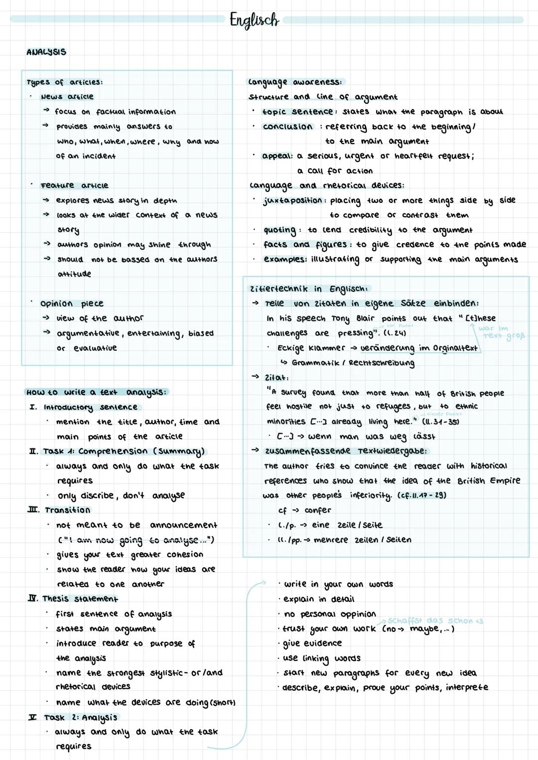 SUMMARY
structure:
present tense (→ simple present) → no-ing
no personal opinion
use own words/Linking words
introductory sentence (source,