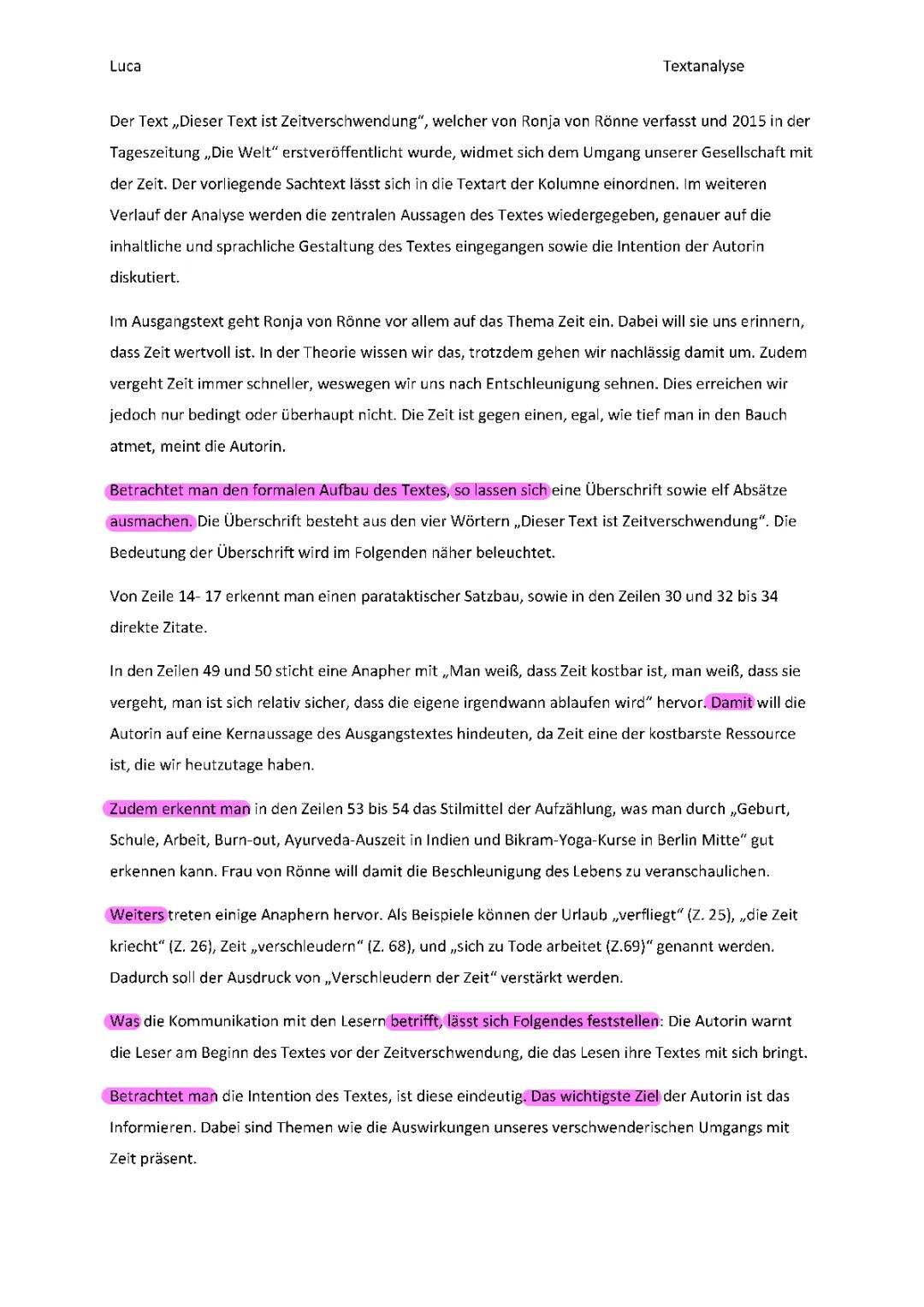 Beispiel Textanalyse