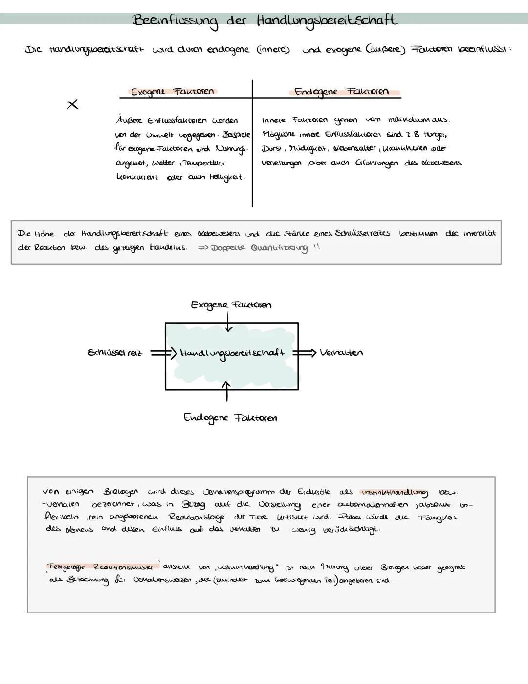 # Instinkthandlungen
Funktionsschema: Instinkthandlung (nicht bei jedem Instinkt)
Schlüsselreiz
spezifische
Reize
Wahrnehmung
verschiedene