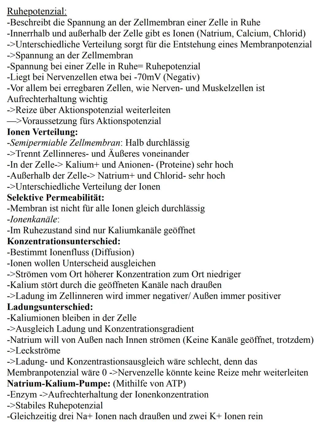 Neurophysiologie Lernzettel
Unterthemen:
-Nervenzellen
-Membranpotenzial
-Aktionspotenzial
-Ruhepotenzial
-Die Synapse
-Synapsengifte
-Erre