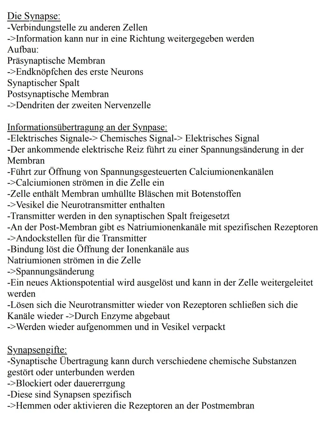 Neurophysiologie Lernzettel
Unterthemen:
-Nervenzellen
-Membranpotenzial
-Aktionspotenzial
-Ruhepotenzial
-Die Synapse
-Synapsengifte
-Erre