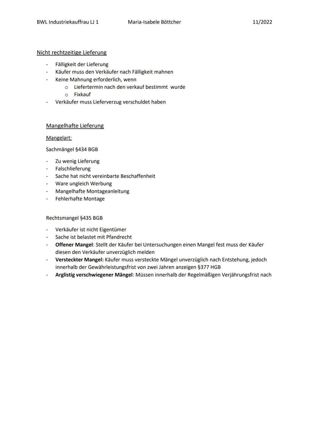 BWL Industriekauffrau J1
Maria-Isabele Böttcher
11/2022
Teil 1
Vorrangige Recht des Käufers
Ersatzlieferung / Nachlieferung/Nachbesseru