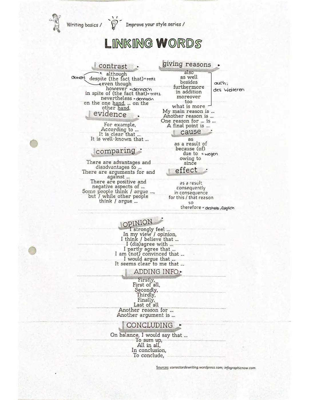 Linking Words - Englisch