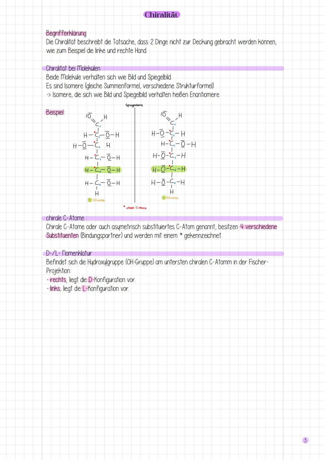 # Chiralität
Begrifferklarung
Die Chiralitat beschreibt die Tatsache, dass 2 Dinge nicht zur Deckung gebracht werden können,
wie zum Beispi