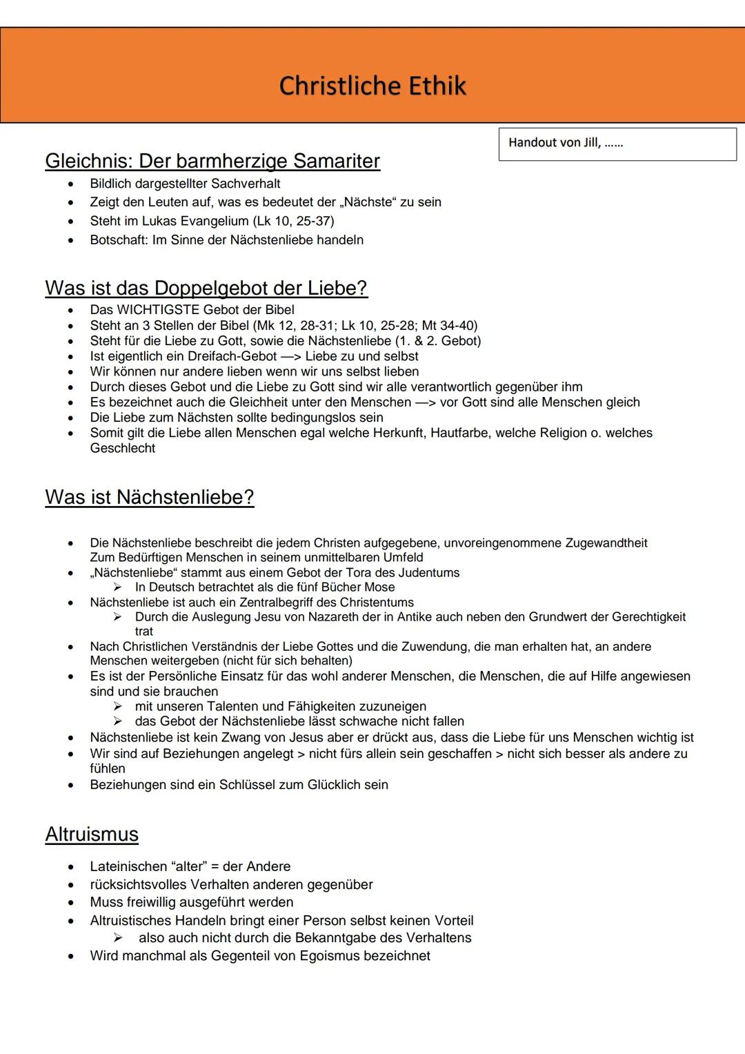 Christliche Ethik
Präsentation von Jill, ..... # Christliche Ethik
Handout von Jill, ....
## Gleichnis: Der barmherzige Samariter
- Bildl