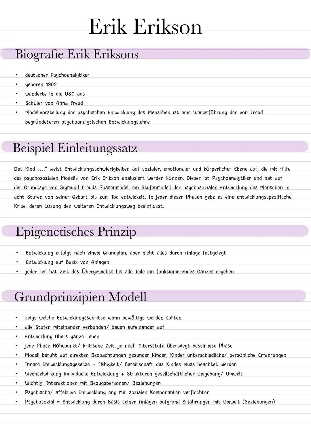 Lernzettel Erik Erikson